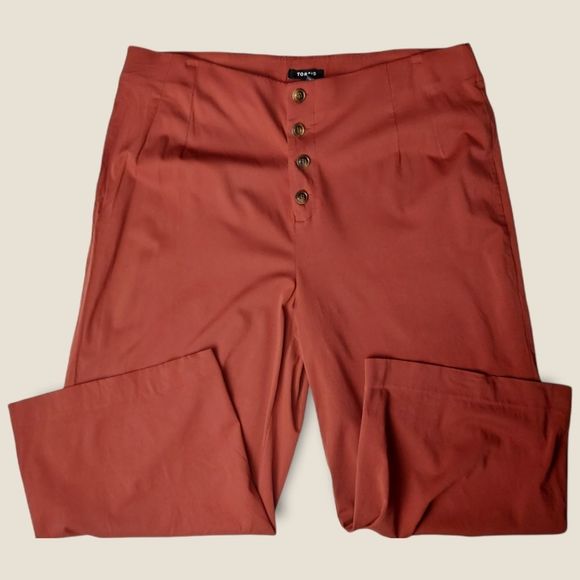 Torrid Brick Red Twill Button Fly Wide Leg Culotte Pant Size 18 - Picture 2 of 10